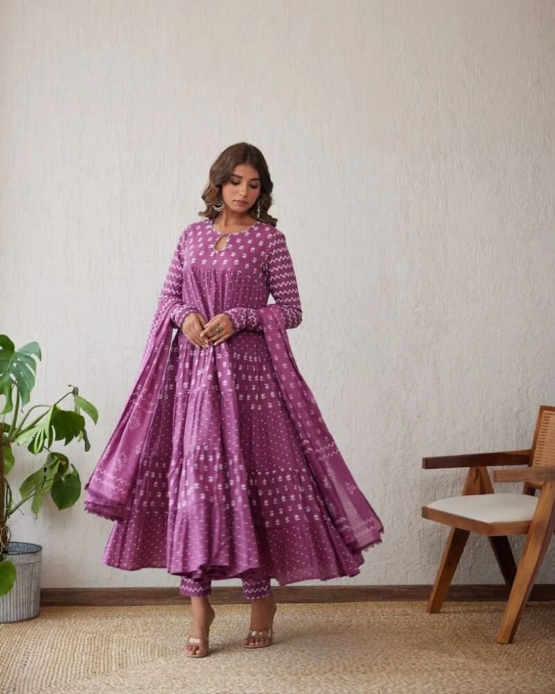 🌺 কালারফুল সুতি থ্রি পিস 🌺 - Image 3