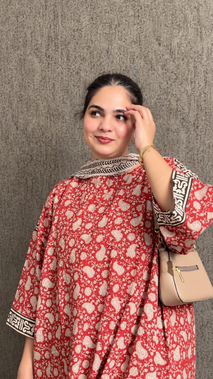 Readymade Cotton Three Piece (RED) - Image 4