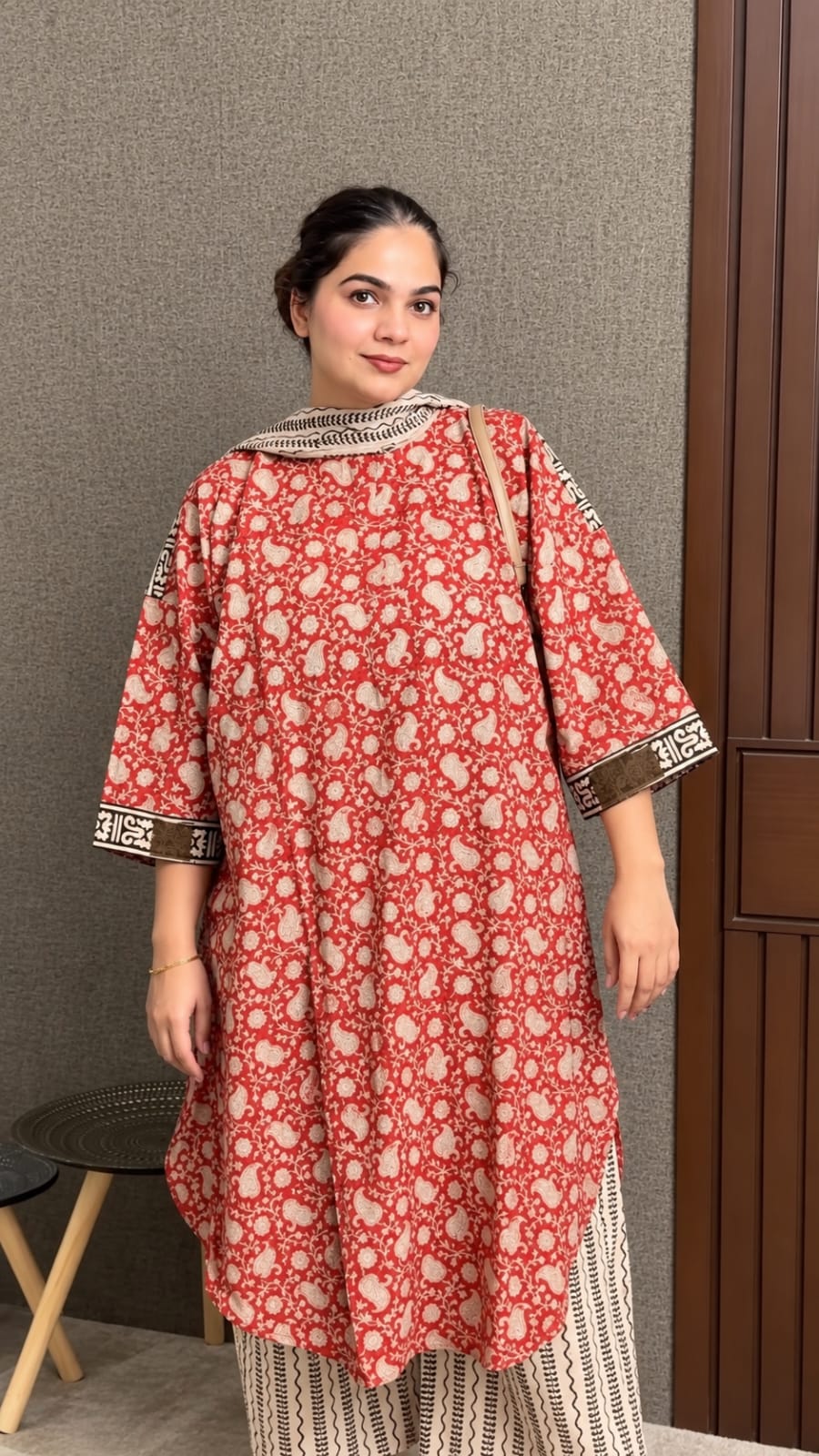 Readymade Cotton Three Piece (RED) - Image 5