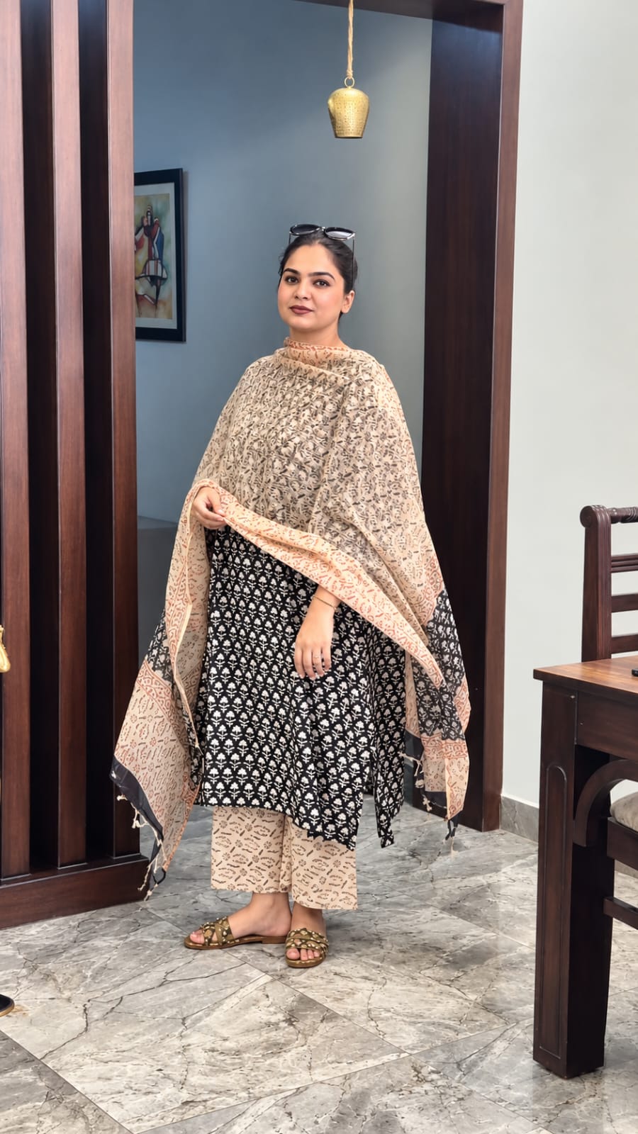 Readymade Cotton Three Piece (BLACK) - Image 4