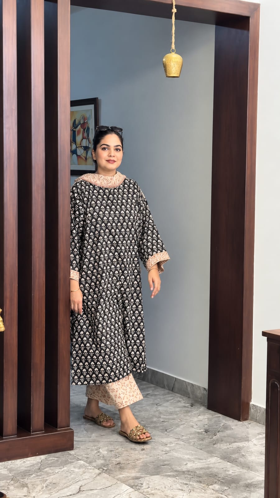 Readymade Cotton Three Piece (BLACK) - Image 6